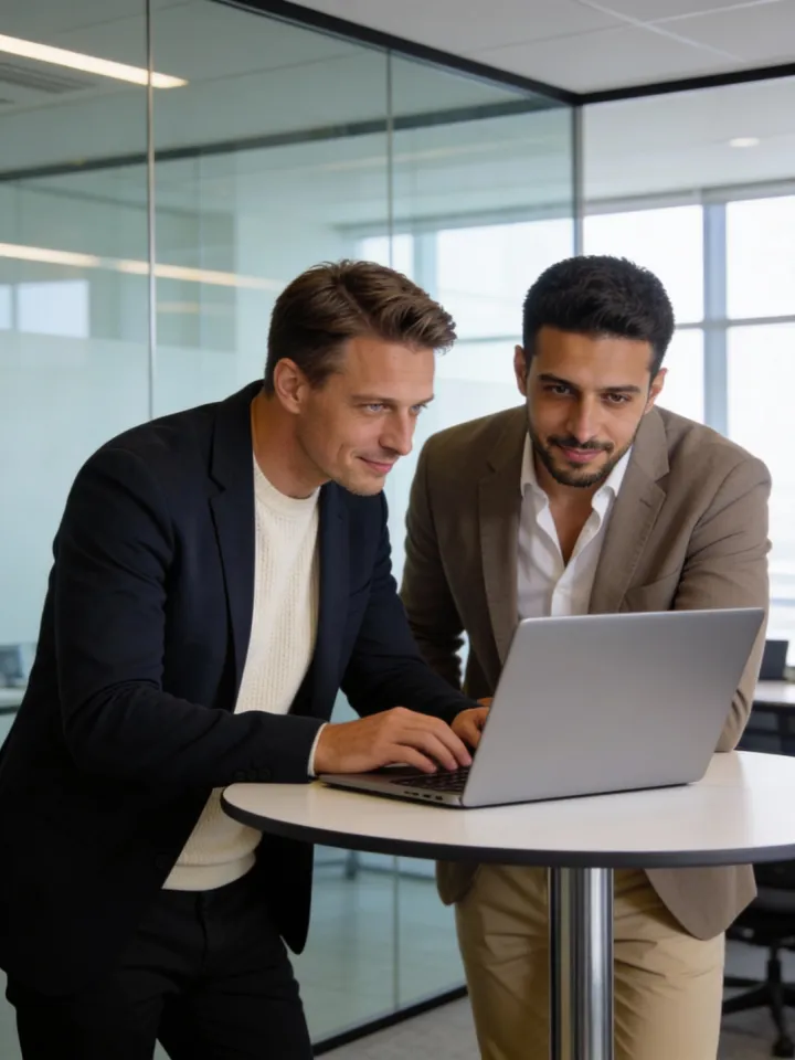 Grupo diversificado reunido em escritório português